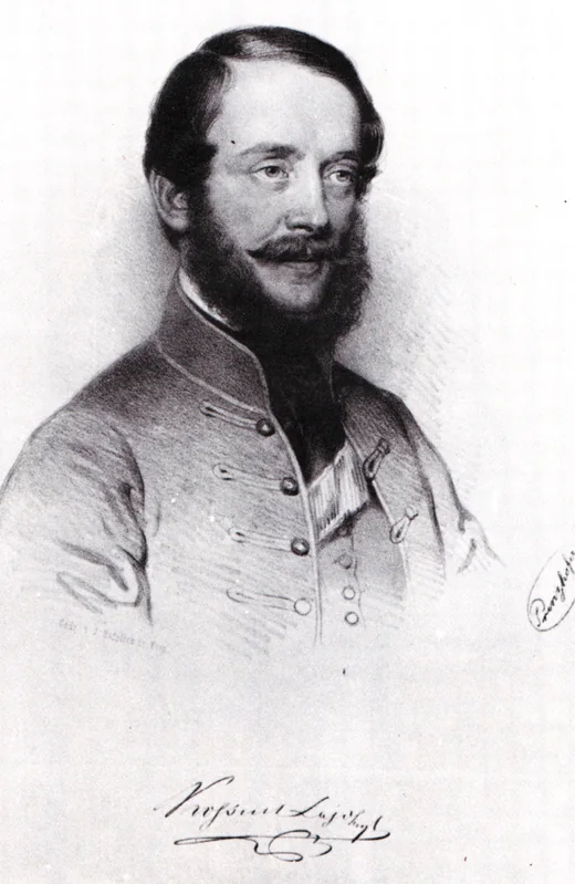Kossuth Lajos kőrajzos mellképe, szakállal