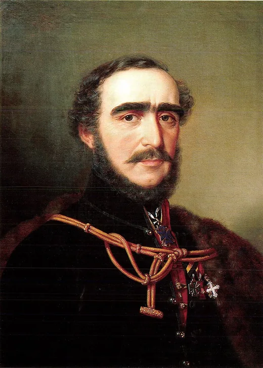 Széchenyi István festett mellképe, szakállal, díszmagyarban